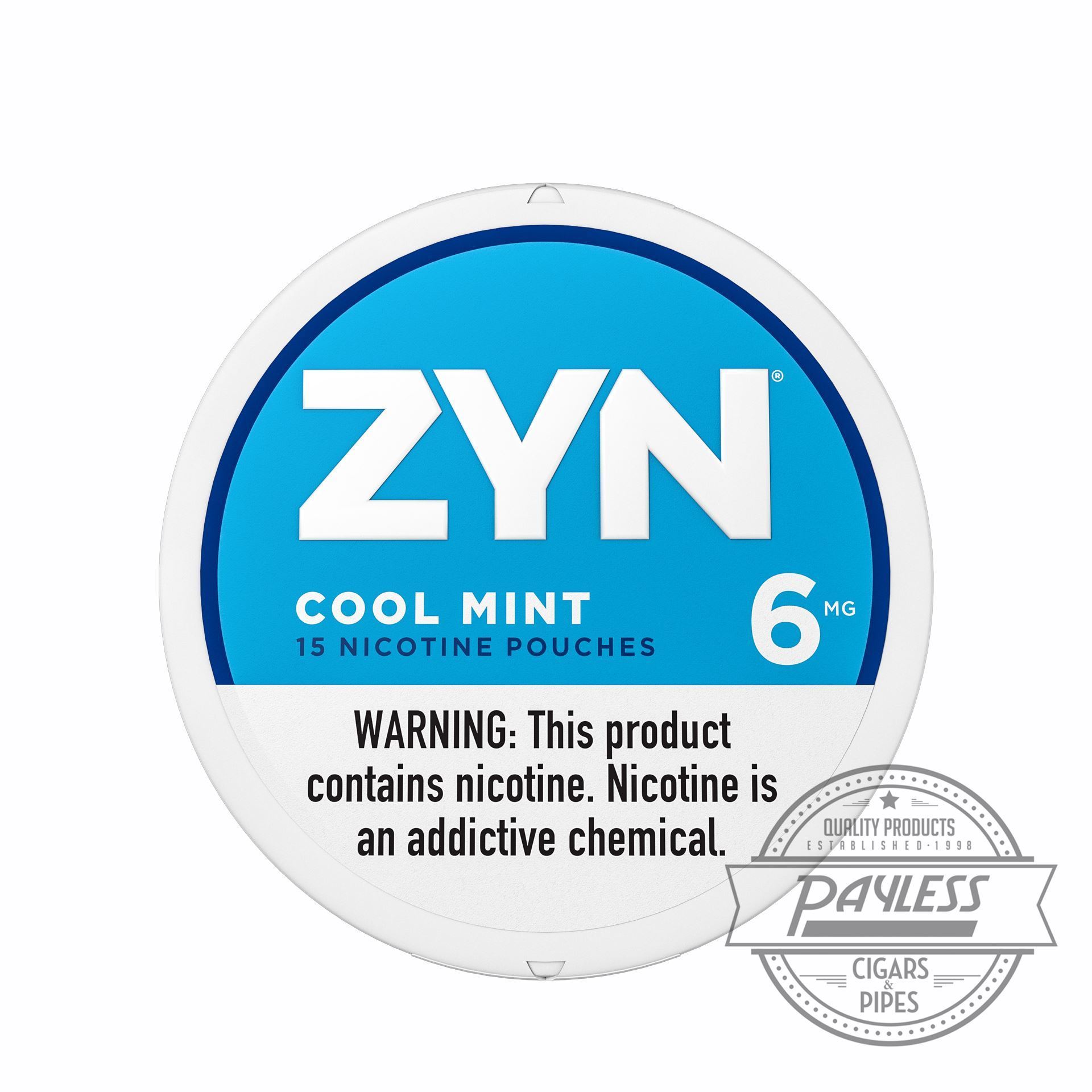 Cool Mint ZYN Nicotine Pouches 6mg Size & TobaccoFree