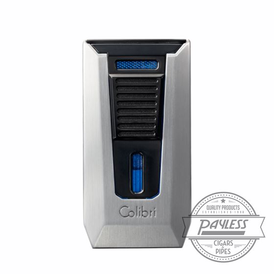 Colibri Slide Double-jet Flame Lighter Brushed Chrome and Black (LI850T5)