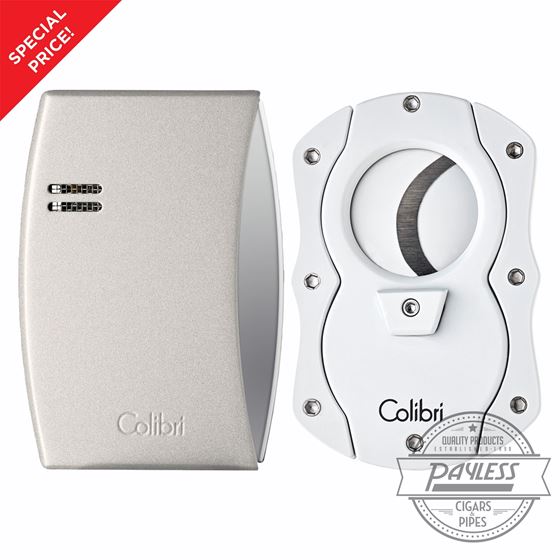 Colibri Eclipse Lighter and Cigar Cutter Gift Set - White On Sale