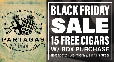 15 FREE Cigars with ALL Partagas Box Purchases!