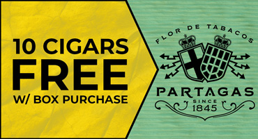 10 FREE Cigars with ALL Partagas Box Purchases!
